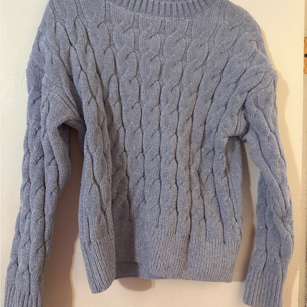 Rachel Zoe Cable‎ Knit Sweater - Soft Blue